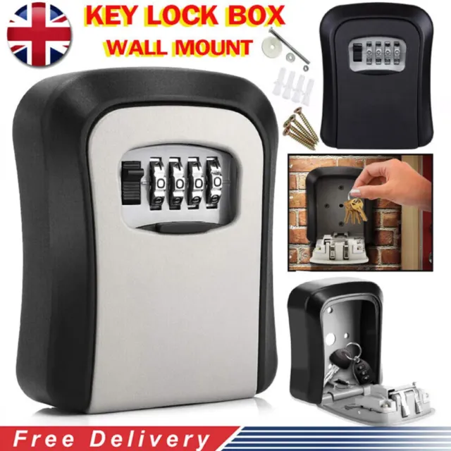 Wall Mounted Key Safe 4 Digit Combination Key Safe Outdoor Security Key Lock Box
