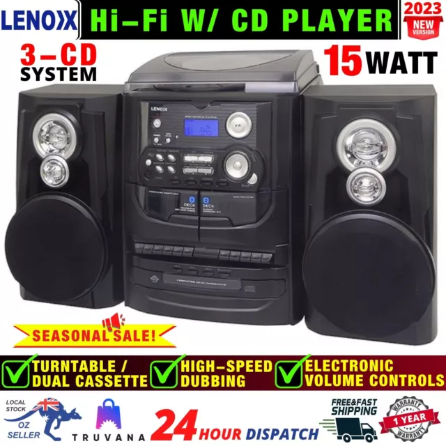 Vinyl Record Player Hi-Fi Turntable 3 CD System Stereo Cassette Recorder Players