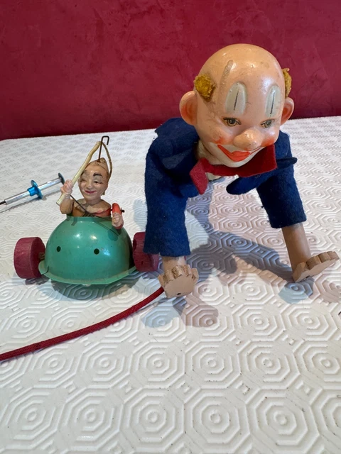 Lot De 5 Figurines Pinocchio En Bois – Pantins Articulés Vintage – 31 Cm – Made In Italy
