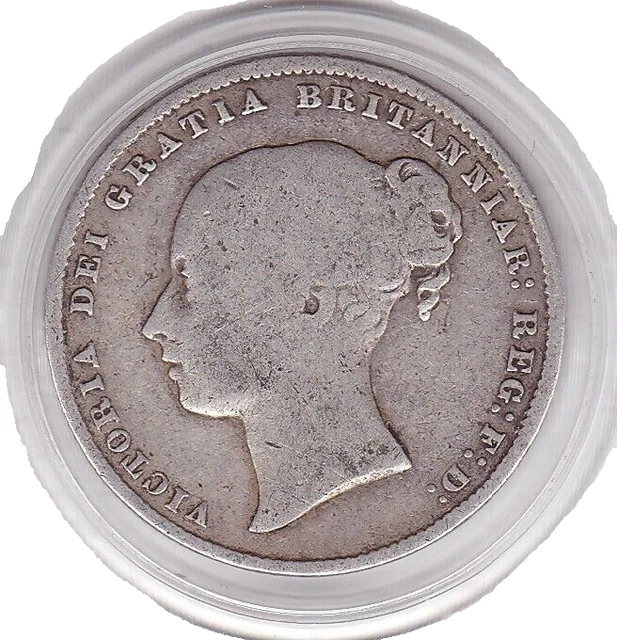 1866   Queen  Victoria  Shilling  (1/-)  Silver  (92.5%)  Coin