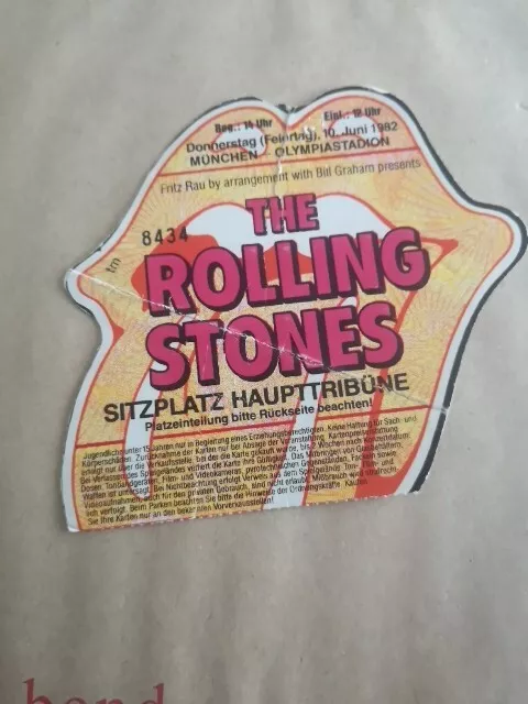 ROLLING STONES: 1982 Munchen Olypiastadion Ticket Germany Sitzplatz Haupttribune