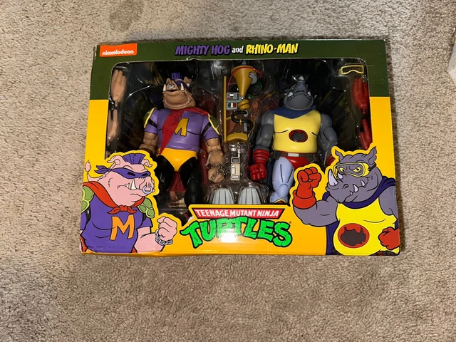 NECA TMNT Teenage Mutant Ninja Turtles - MIGHTY HOG and RHINO-MAN, 2-pack, READ