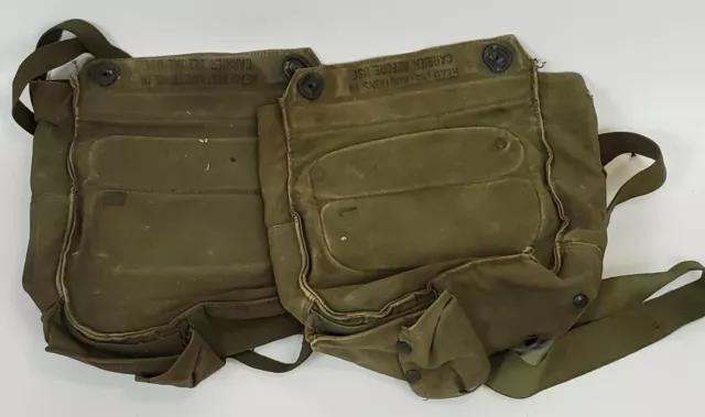 Vintage Military Gas Mask Carry Pouch Lot of 2