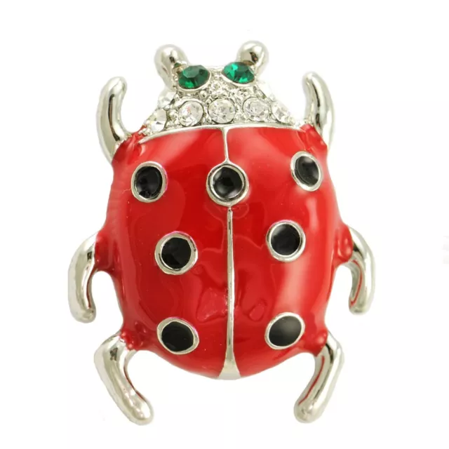 Broche design coccinelle rouge émail animal noir épingle bijoux mode pour femmes