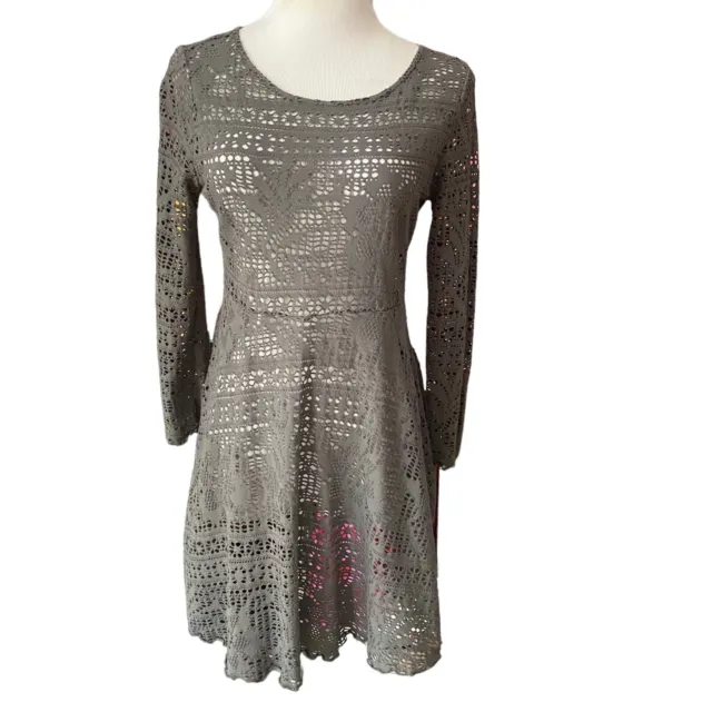 Free People FP Beach Womens Swimsuit Cover Up Dress Small Lace Grey