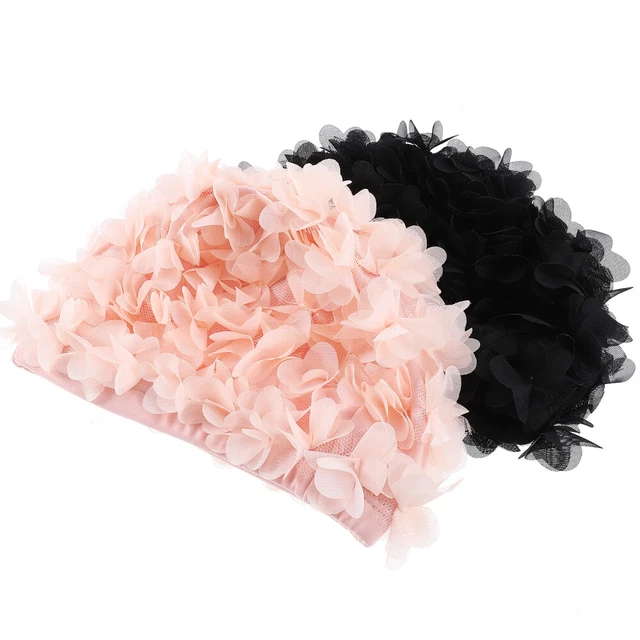 2Pcs Decorative Petal Swim Cap Hair Protection Swimming Cap Summer Swimming