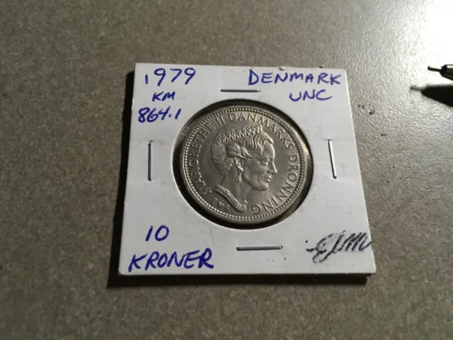 1979 DENMARK 10 KRONER - High Quality Coin - Uncirculated # 979 L