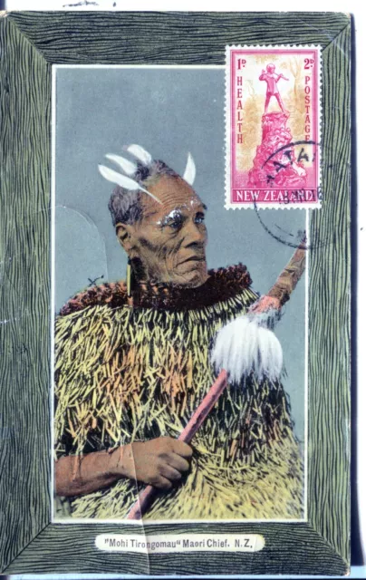 New Zealand NZ Mohi Tirongomau Maori Chief 1946 Due Wellington Cover on postcard