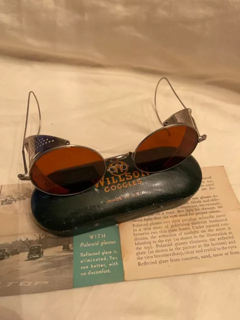 Vintage Willson goggles sunglasses with original green case