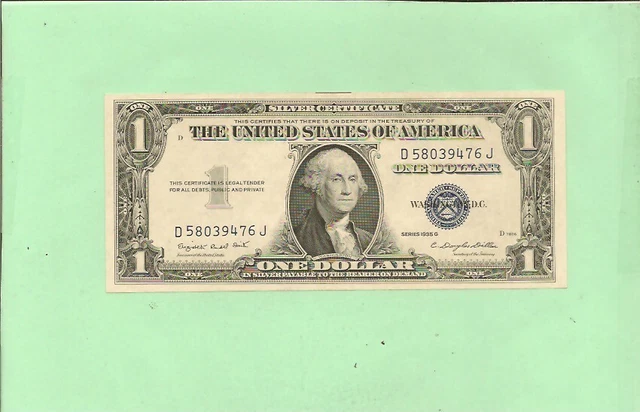 1935G ..Uncirc $1  Silver Cert  D 5803 9476 J .... With Motto  'In God We Trust'