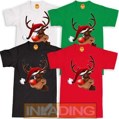 Happy Reindeer Mens Kids TShirt Xmas Christmas Funny Novelty Santa Top T-Shirt