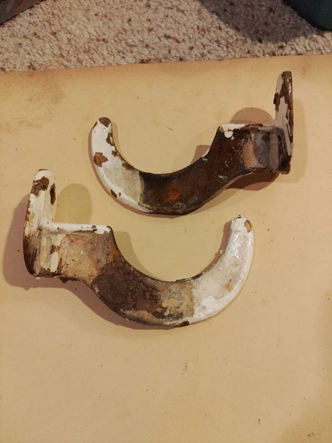 2 Antique Vintage Cast Iron Industrial Radiator  Hooks Wall Mount steam punk