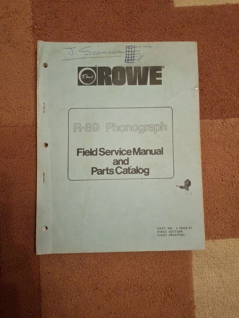 Rowe ami R-89 phonograph service manual and parts catalog