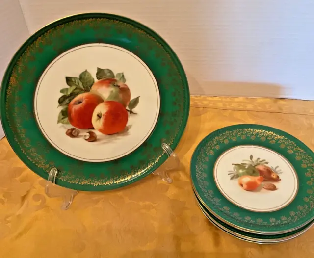 Winterling Bavaria Porcelain Dessert Plate Set- 1 Large & 5 Smaller Hand Painted