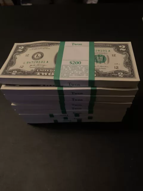 100 ($2) Two Dollar Bills Uncirculated Sequencial - 2017A