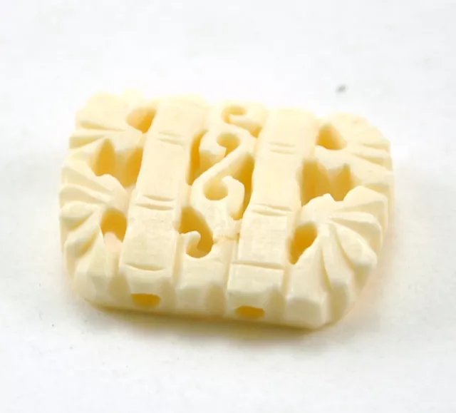 10x Vintage Oriental Bone Carved Bead Disc Carve Style Charm Pendant Bamboo Hole