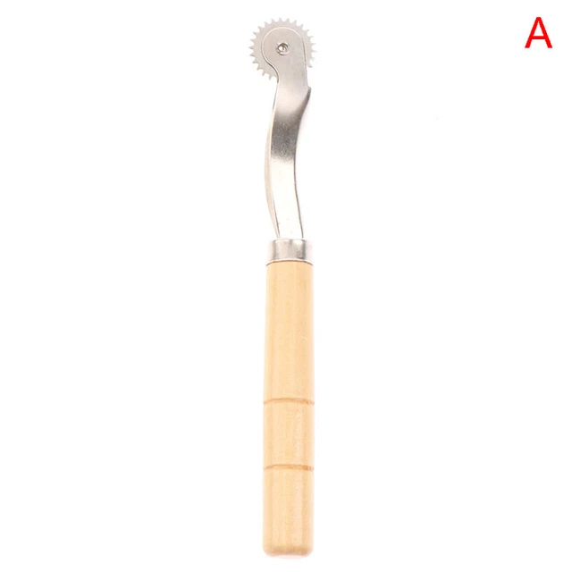 Kit de herramientas de costura accesorios mango práctico patrón de borde serrado trazador rueda Y4
