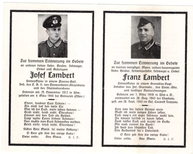 org.Sterbebild ,WK2   Brüder   gef.1943  aus Ulm
