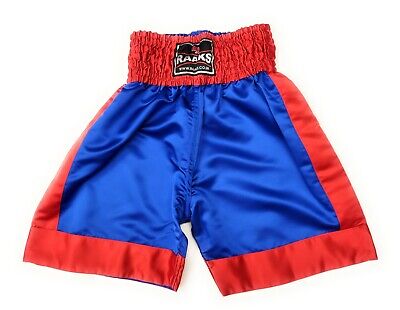 Pantaloncini da allenamento boxe in raso poliestere rosso e blu