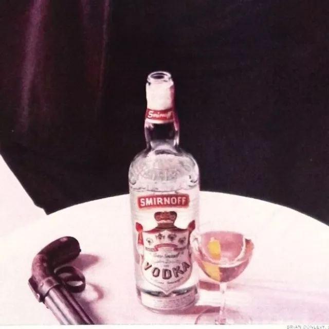 1964 Smirnoff Vodka Original Print Ad Brian Donlevy Martini Charcoal Filtered