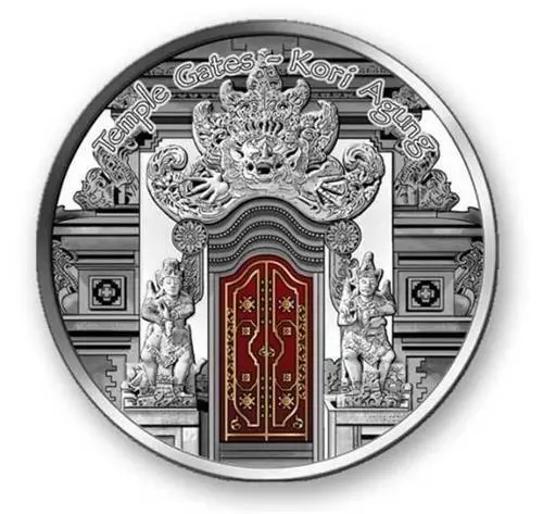 2012 Fiji $10 Temple Gates - Kori Agung, Bali 25g Silver Proof Coin Gold-Plated