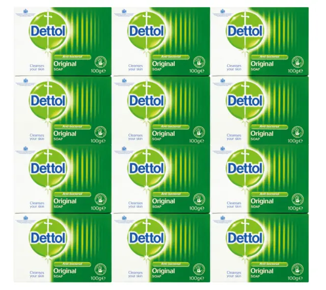 Dettol Antibacterial Soap Bars Disinfectant 100g [6 Twin Packs] x 12