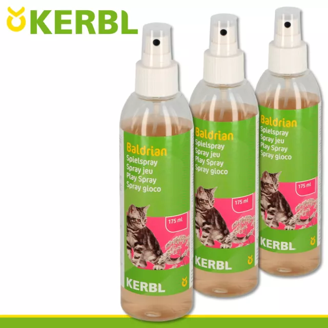 Kerbl 3x 175 ML Baldrian-Spielspray Chat Chaton Jouer Ennui Bien-être