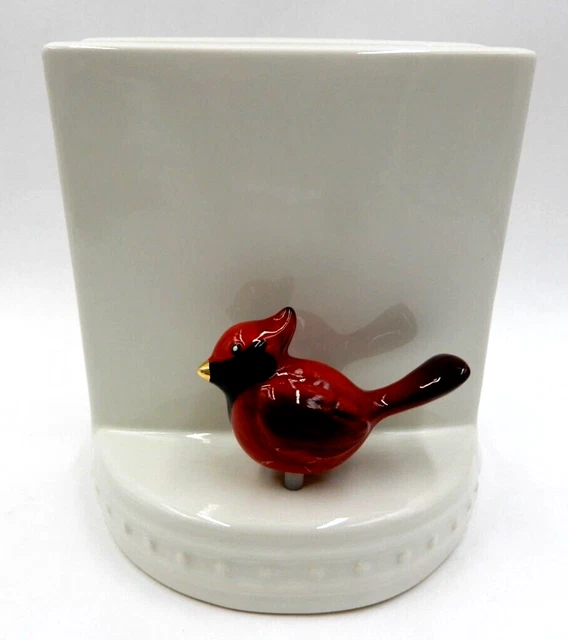 Porta Servilletas Vertical Blanco Nora Fleming Con Pájaro Cantor Cardinal Rojo (Retirado)