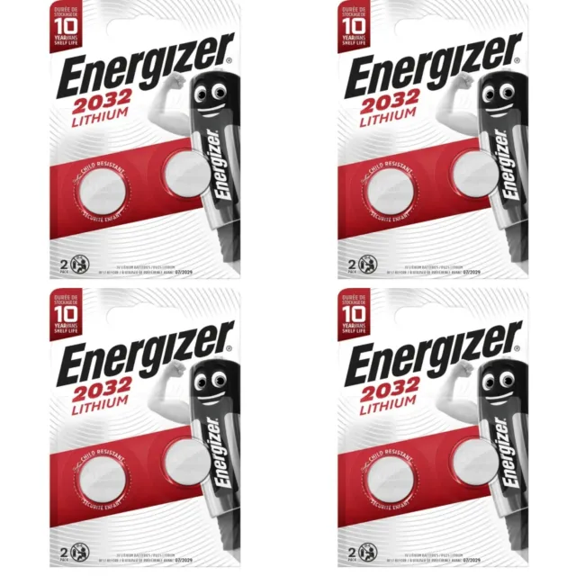 4 X 2 Piles Boutons Energizer Max 2032 Battery 3V
