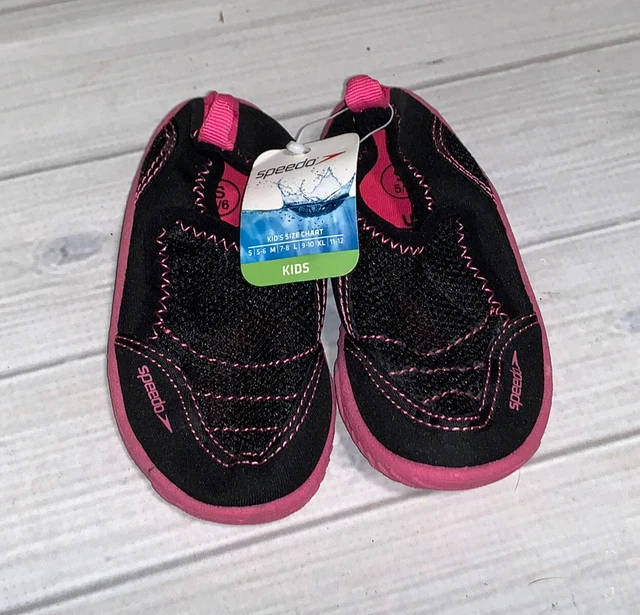 NWT Speedo Little Toddler Water Shoes Pink & Black Small S 5 6 Baby