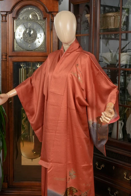 Dear Vanilla Japanese Silk Homongi Kimono Women's Authentic Japan Vintage Mint 2