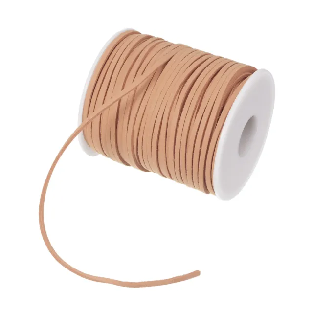 3mm 50 Yard Suede Cord with Roll Spool Flat Faux Leather Lace Craft, Light Brown