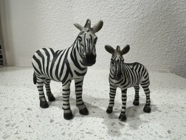 Schleich ZEBRA Adult & Foal Baby Mare 1998 Retired Animal Figures 14148