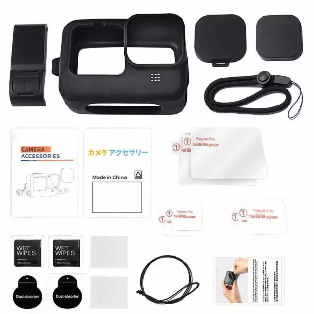 Kit d'accessoires pour GoPro Hero 11 10 9, étui de protection en Silicone noir