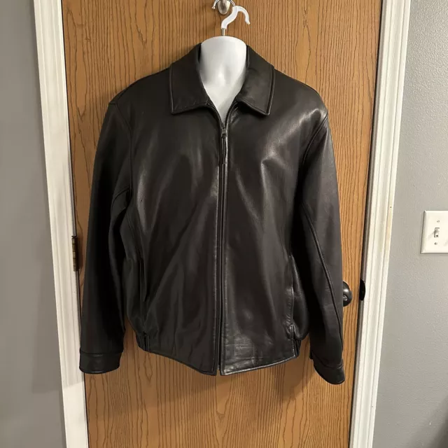 Marc New York Leather Jacket Coat Mens Black L 74847 Thermolite Plus
