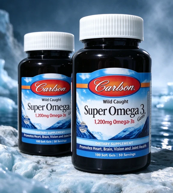 2PACK CARLSON LABS Super Omega-3 1200mg 200Softgels Heart Brain Support ...