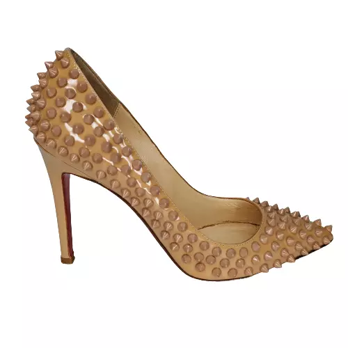 Christian Louboutin Women's Pigalle Spikes 100mm Pumps Heels Nude EU 37.5 US 7.5