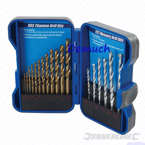 19 Pcs DRILL BITS SET HSS TITANIUM TCT MASONRY Steel Metal Stone Brick Concrete✔ 3