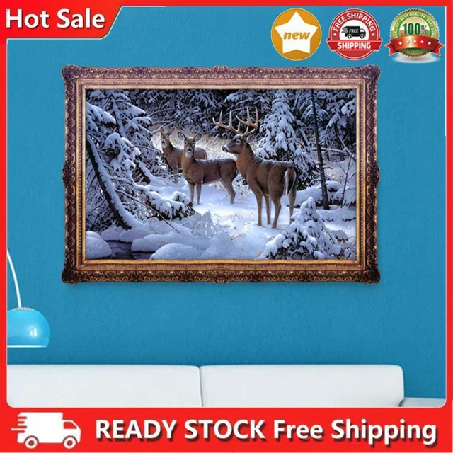 DIY-5D voll Diamanten Stickerei Schnee Hirsche Elk Runde Diamant Malerei Cross