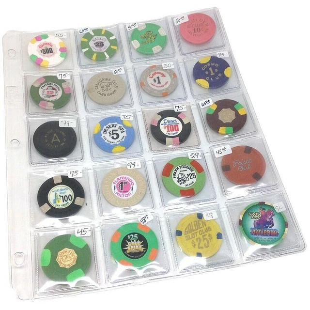 New (5) 20-Pocket Cowen Binder Pages For Collector Casino Chips *