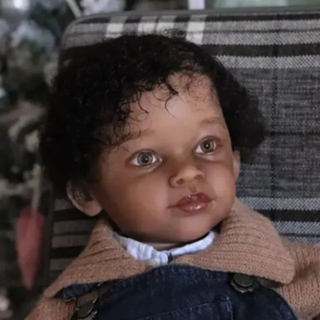 32" Already Finished Reborn Baby Toddler Doll Realistic Black Curly Hair Gifts