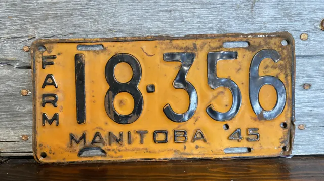 Manitoba Farm License Plate 1945 #18-356 Canada