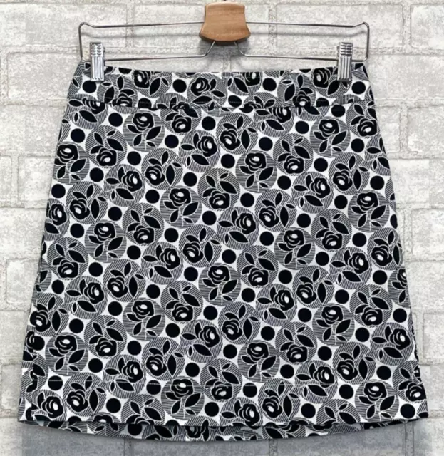 Ann Taylor Loft Stretch Black and White Floral Mini Skirt Women's Size 6 Short