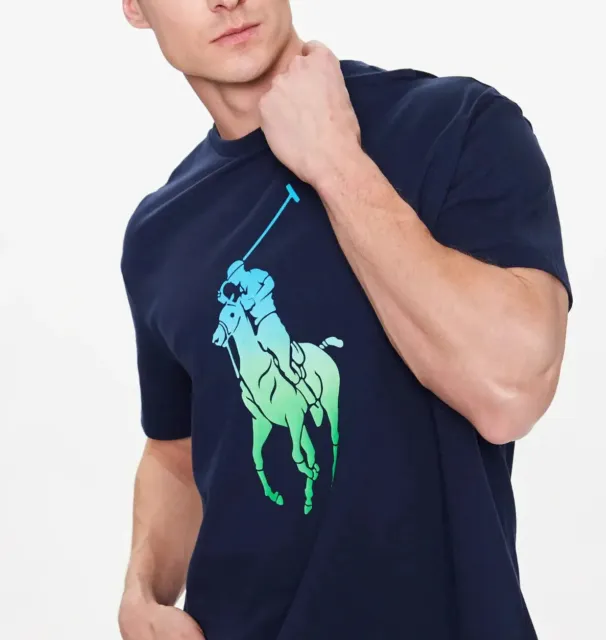 Genuine Polo Ralph Lauren Ombre Big Pony T-Shirt / Tee in Navy Blue