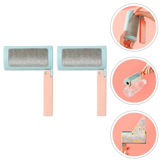 2 un. rodillos de pelusa para el cabello rodillo removedor de cabello de doble cara con mango plegable