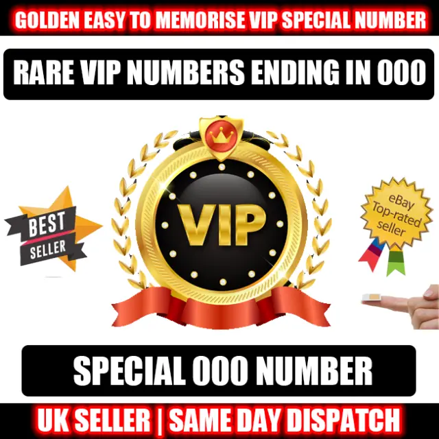 Golden Number Platinum VIP UK SIM Card - Easy to Memorise 000 Ending Numbers LOT