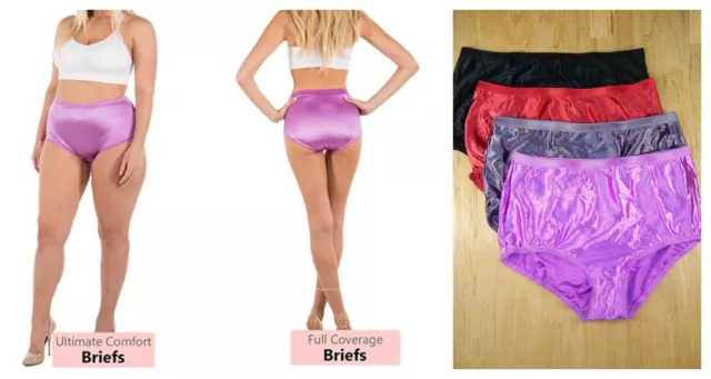 4 PK SATIN BRIEF Panties Shiny Sissy Underwear Black Red Purple Plus 2X 3X  4X 5X $19.99 - PicClick