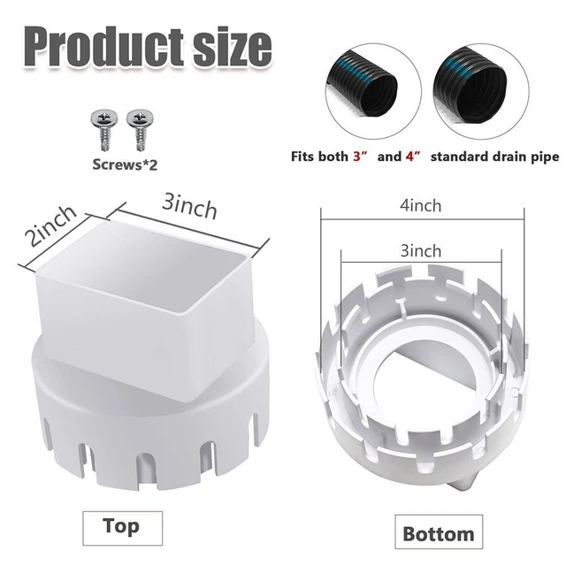 Adaptateur de tuyau de gouttière Adaptateur Downspat Universel 2x3 pouces 2