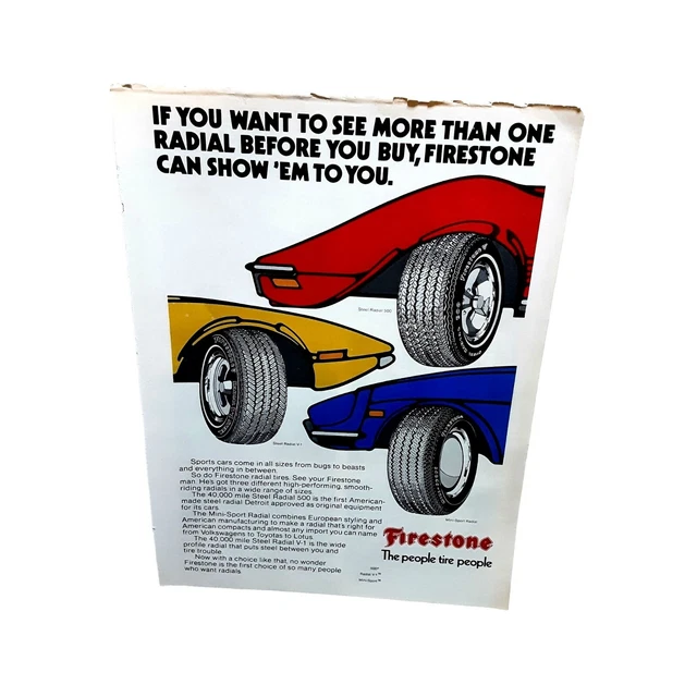 1973 Firestone Steel Radial Tire Original Print Ad Vintage