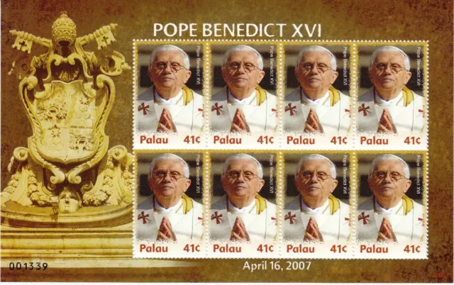 Palau 2007 Mi. 2704 KB ** MNH 80. Geburtstag Pope Papst Benedikt XVI.